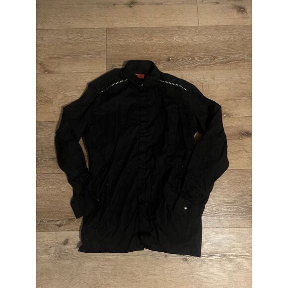 Hugo Boss Mens Black Long Sleeve Button Up Dress Shirt Size Large - Picture 1 of 3